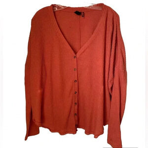 Out From Under Jojo Oversized Thermal Button-Front Top Size XS